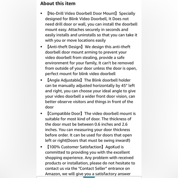 Blink Video Door Bell AND MOUNT (Black, Like New) - Picture 14 of 16